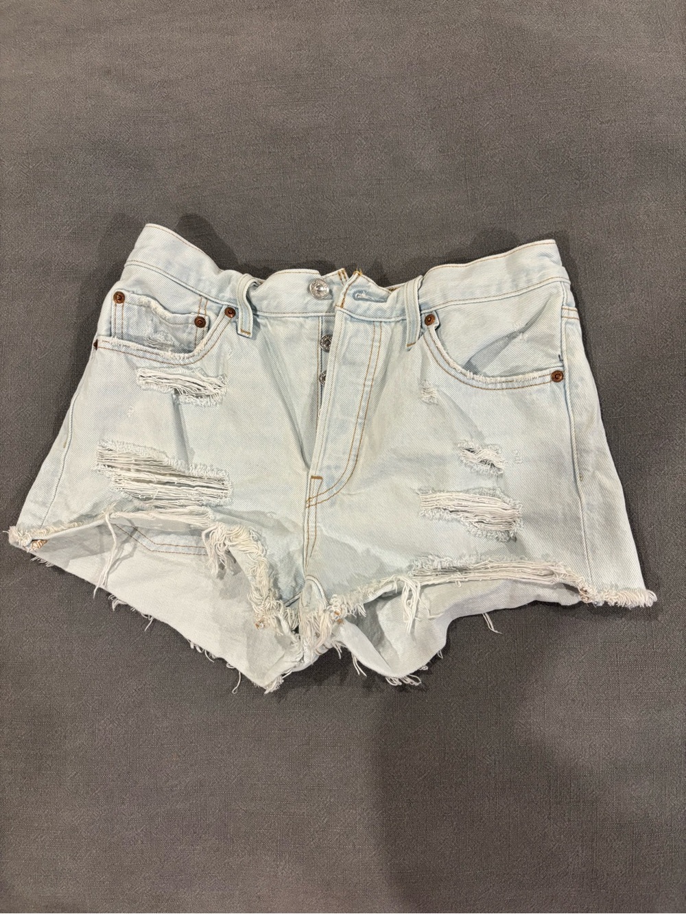Levi's Light Blue Distressed Denim Cutoff Shorts